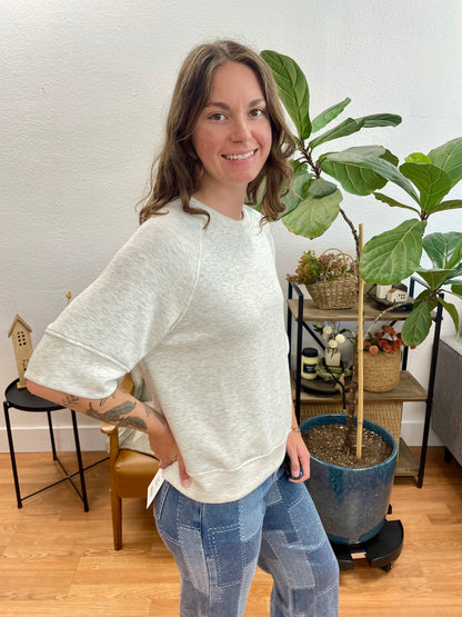 Grey Raglan 3/4 Sleeve Top