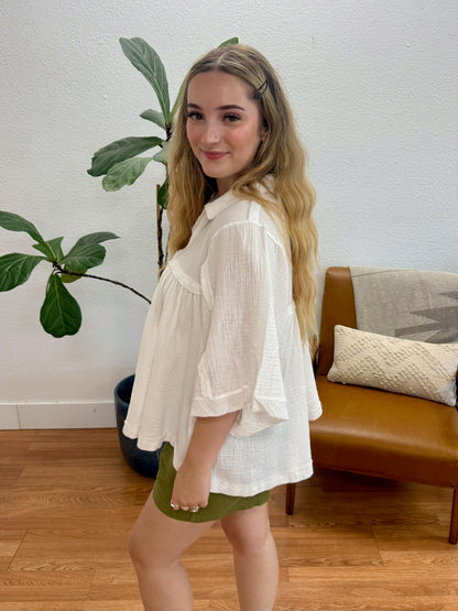 White Oversized Hi-Lo Tunic Top