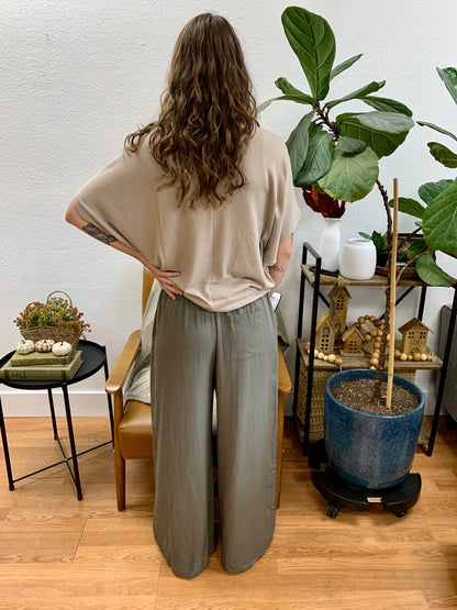 Olive Wide Leg Trousers