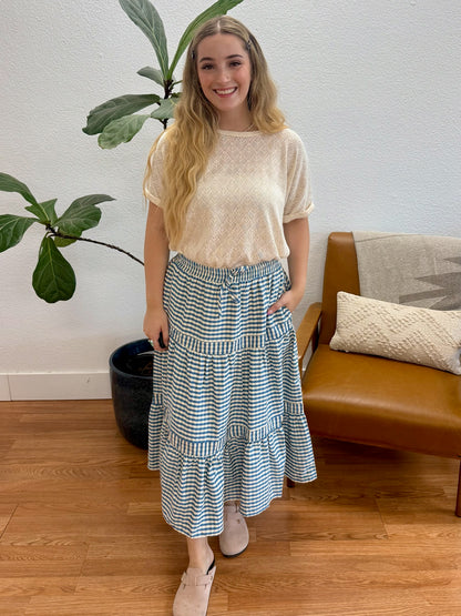 Blue Gingham Maxi Skirt