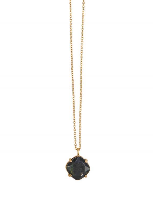 Gemstone Necklace - Thin Goldtone Chain