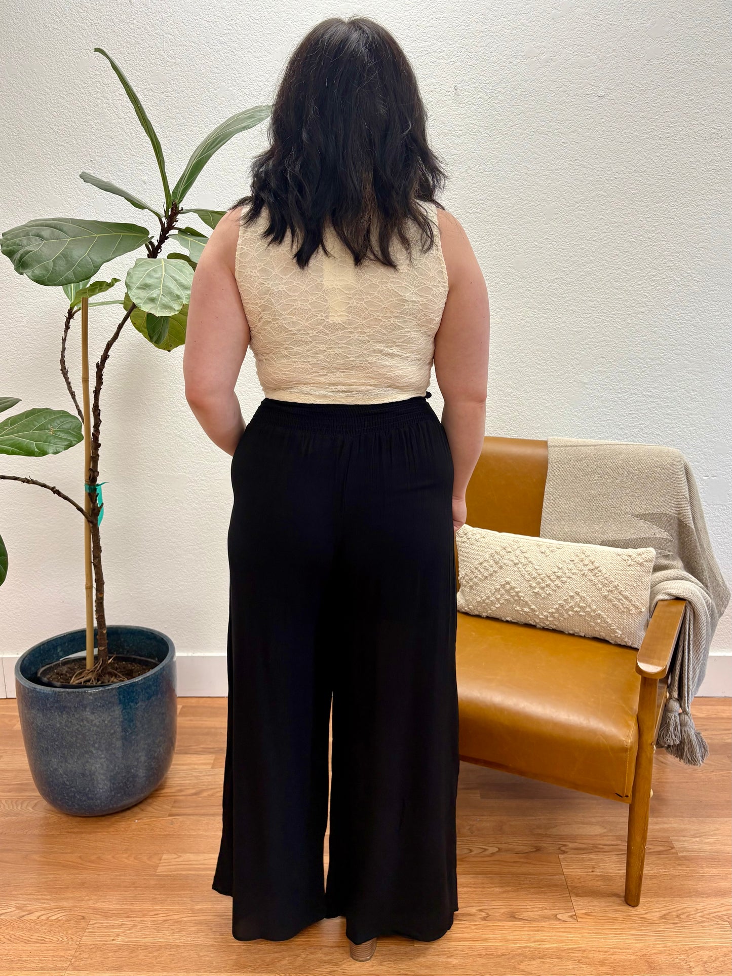 Black Wide Smock Pants