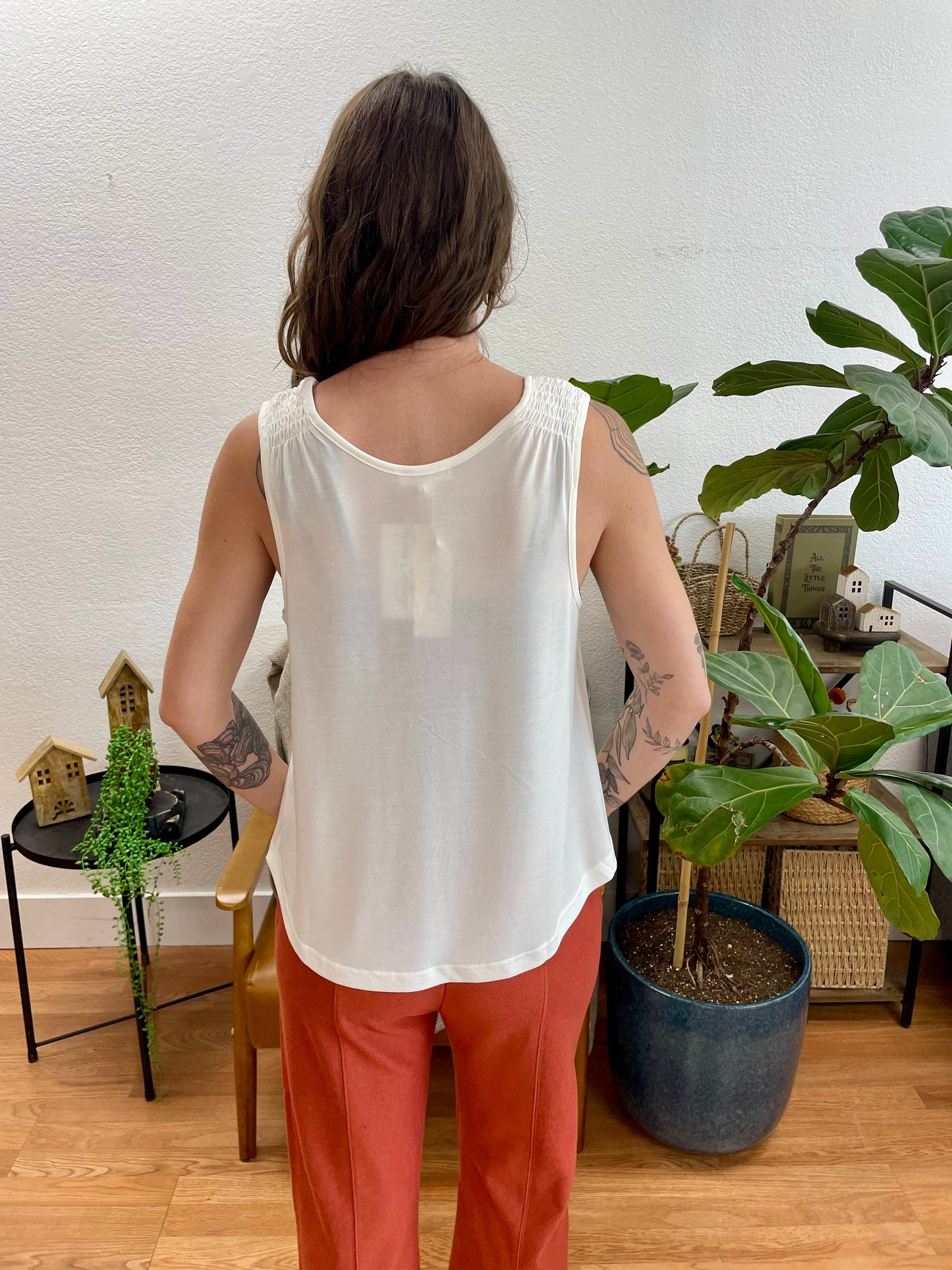 Off White Cupro Modal Tank