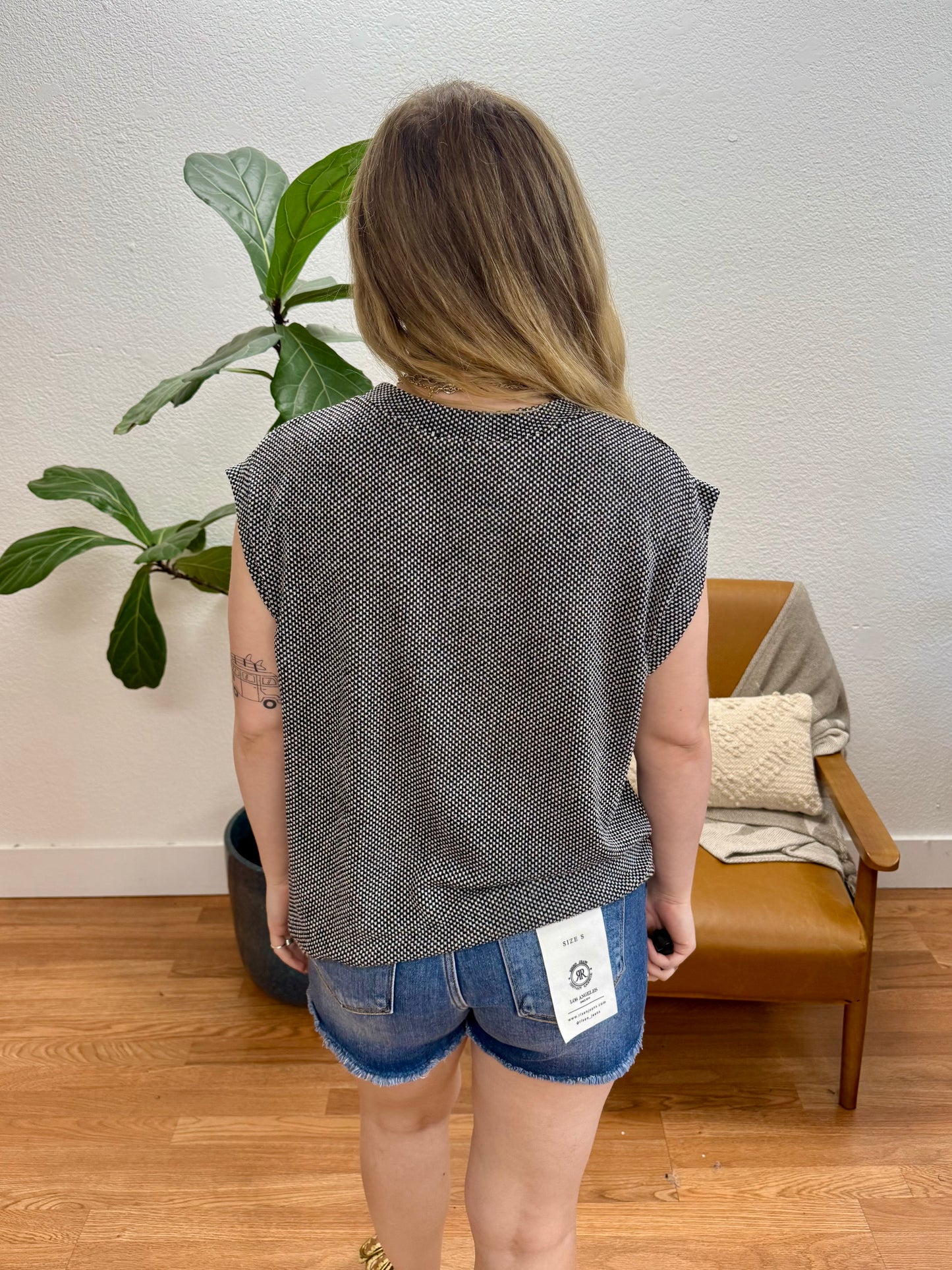 Black Dolman Two Tone Top