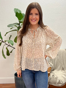 Ivory Floral Drop Sleeve Blouse