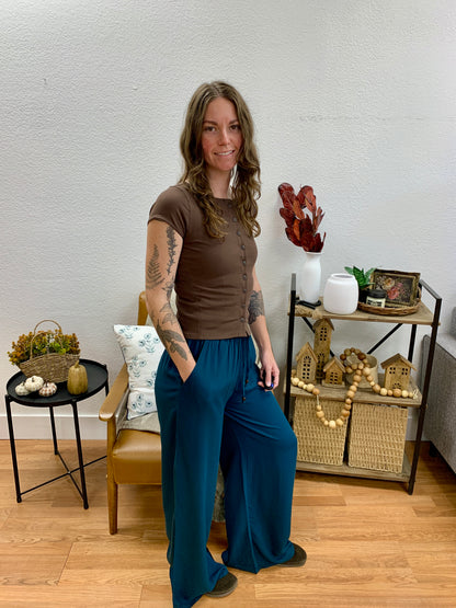 Hunter Green Stretch Waist Pants