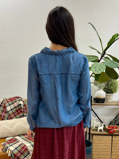 Chambray Tab Sleeve Button Down
