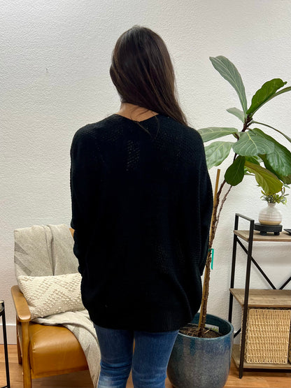 Black Crochet Cardigan
