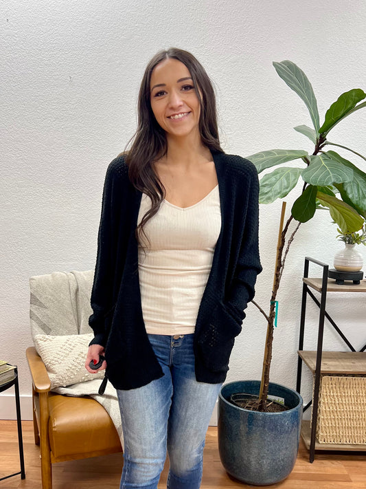 Black Crochet Cardigan