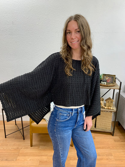 Black Kimono Sleeve Top