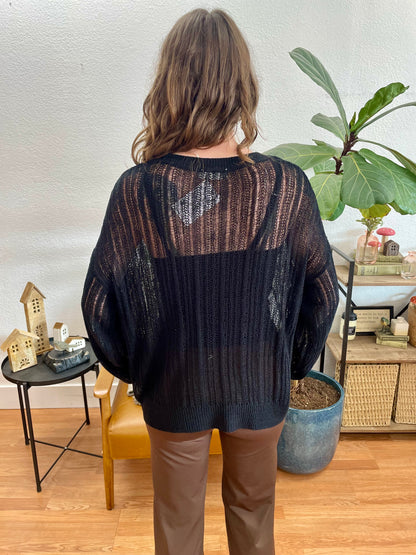 Black Drop Shoulder Sweater - Terra Cottage