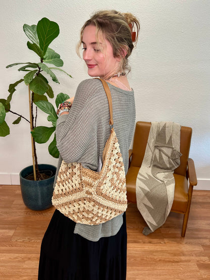 Ash Mocha Vintage Crochet Shoulder Bag