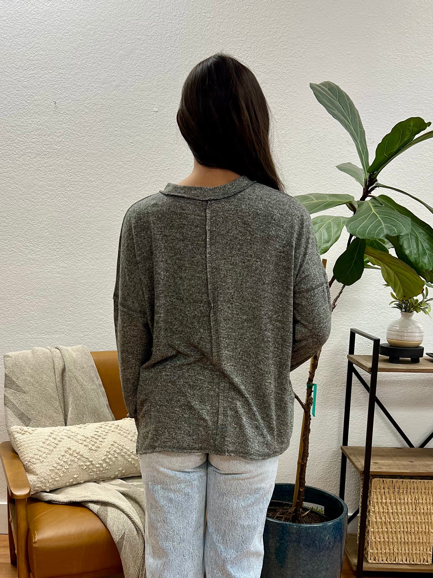 Black Soft Melange Pocket Tee