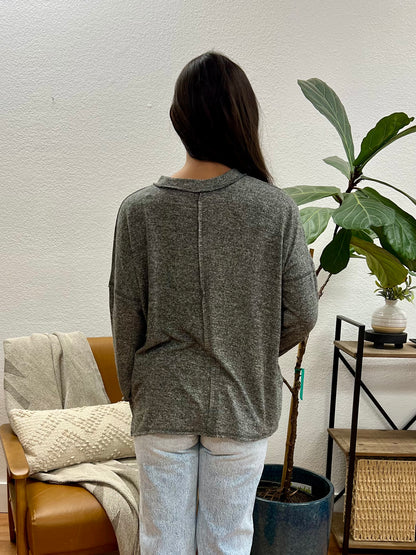 Black Soft Melange Pocket Tee