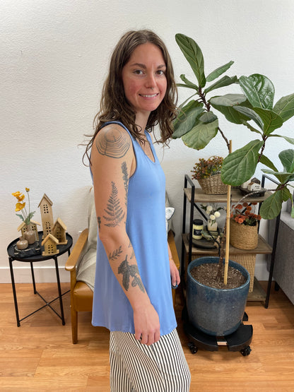 Indigo Sleeveless Scoop Neck Top