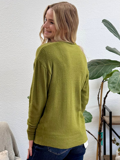 Olive Center Seam Cozy Sweater