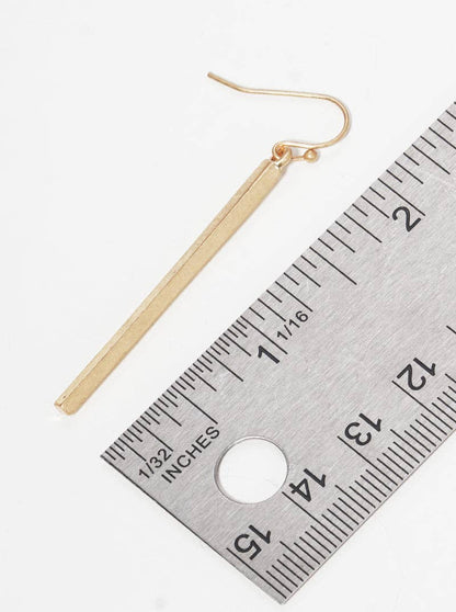 Gold Polished Metal Bar Dangle Drop Earrings