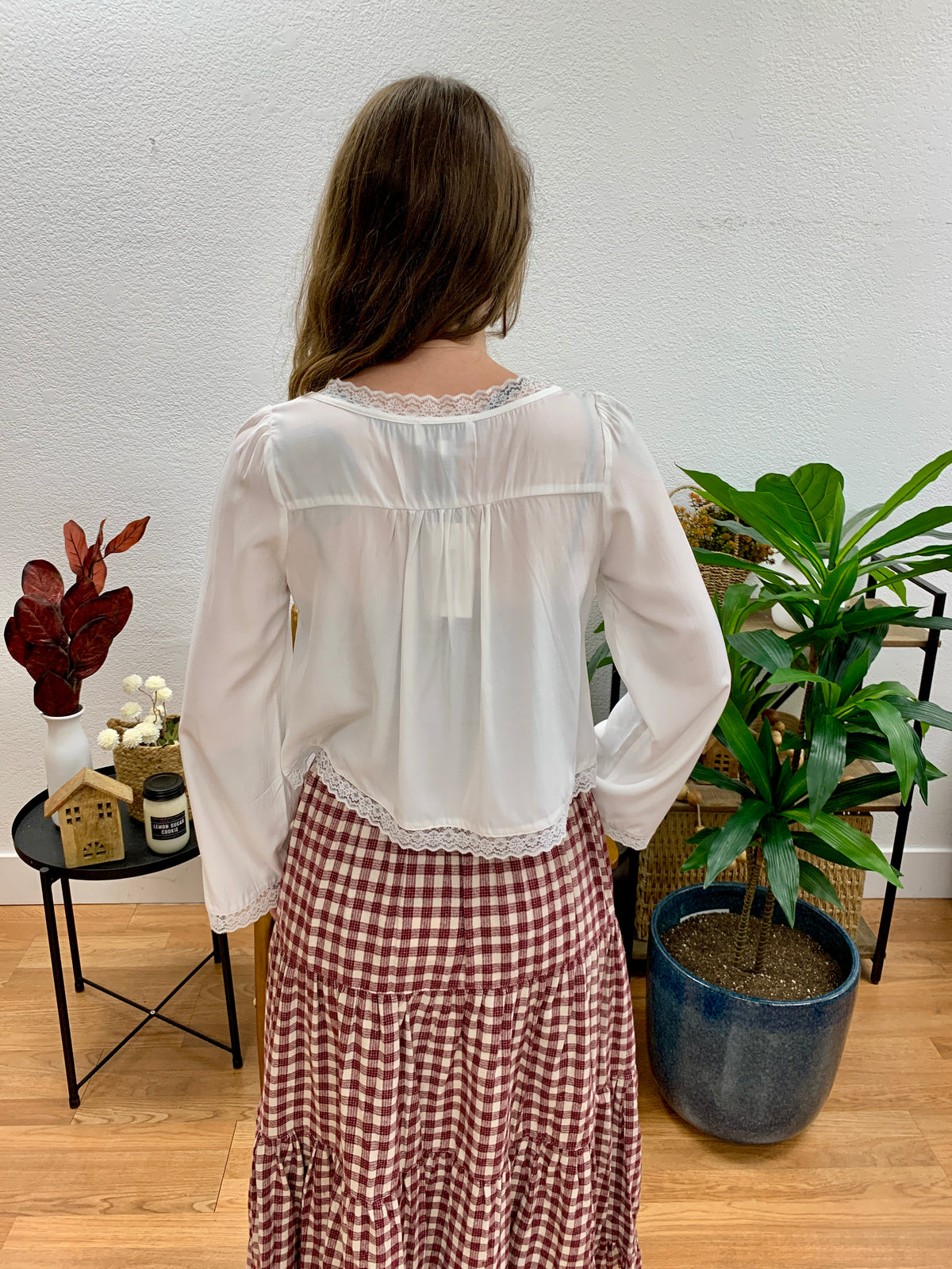 White Lace Detail Blouse