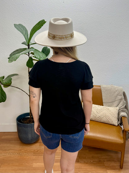 Black Double Ruffle Top