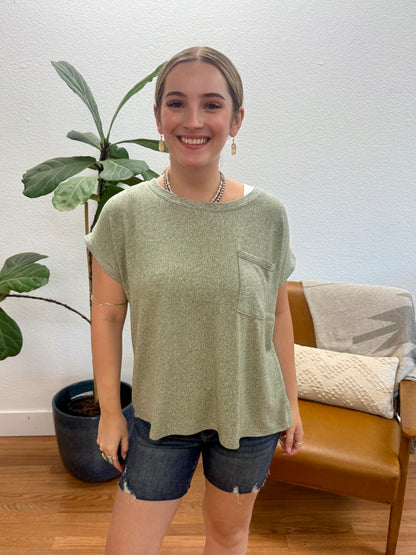 Light Olive Soft Hacci Pocket Tee