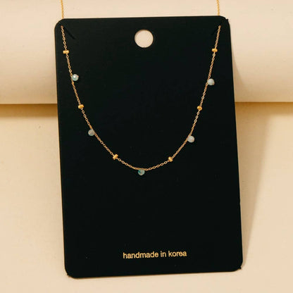 Blush Dainty Mix Bead Charm Necklace - Terra Cottage