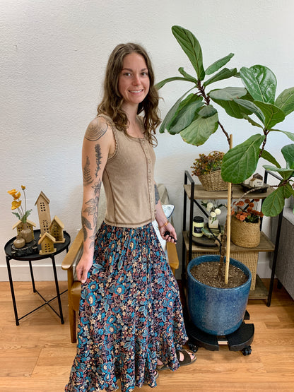 Black Bold Floral Skirt