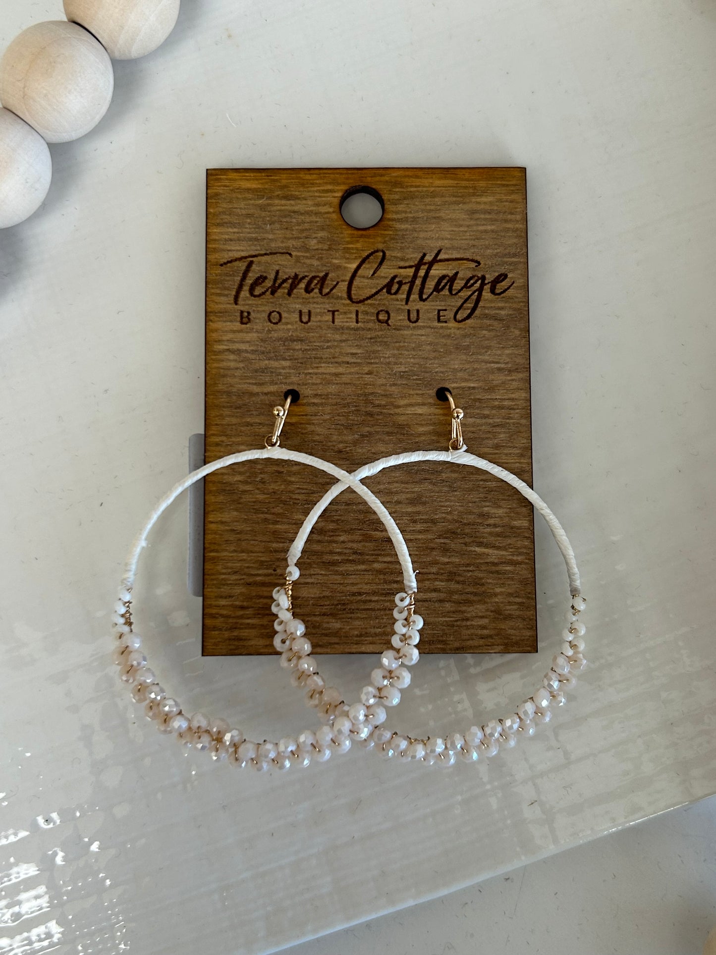 Circle Cutout Bead Drop Earrings