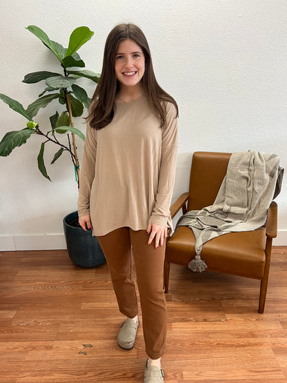 Taupe Relaxed Tunic Tee