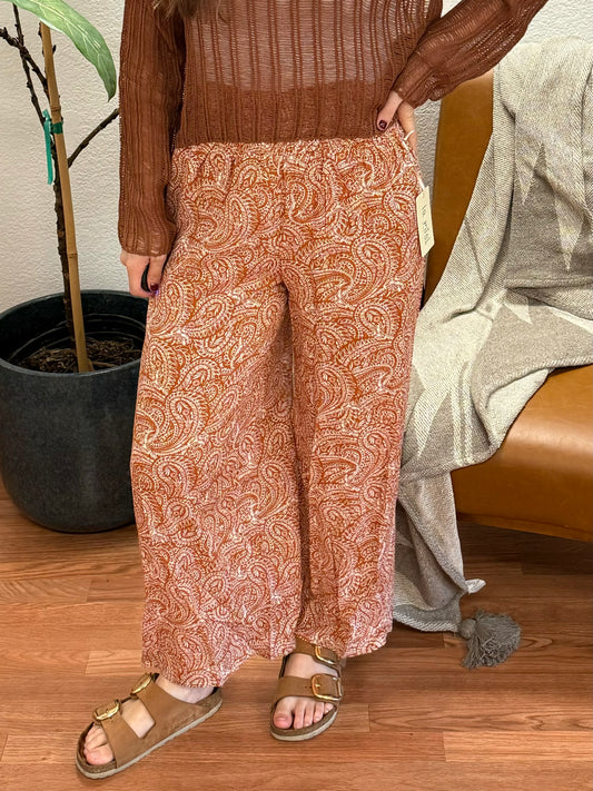 Caramel Paisley Pants