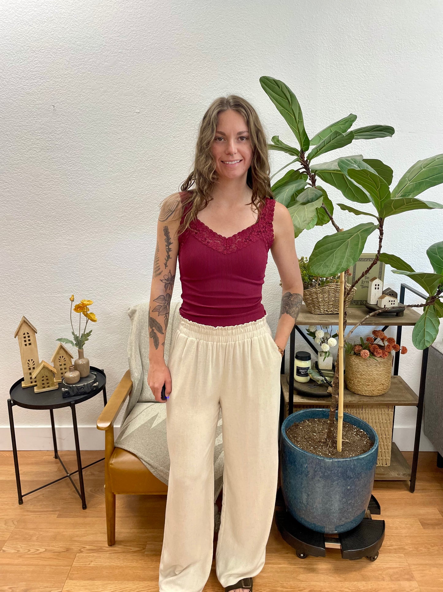 Oatmeal Wide Leg Pants