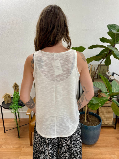 Ivory V-Neck Hacci Tank