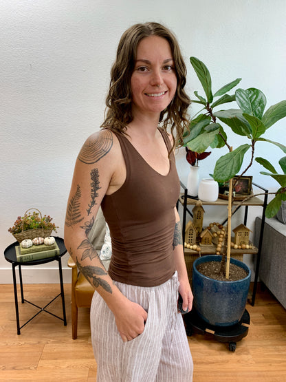 Brown Double Layer Rayon Tank