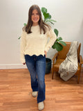 Ivory Scallop Hem Soft Touch Sweater
