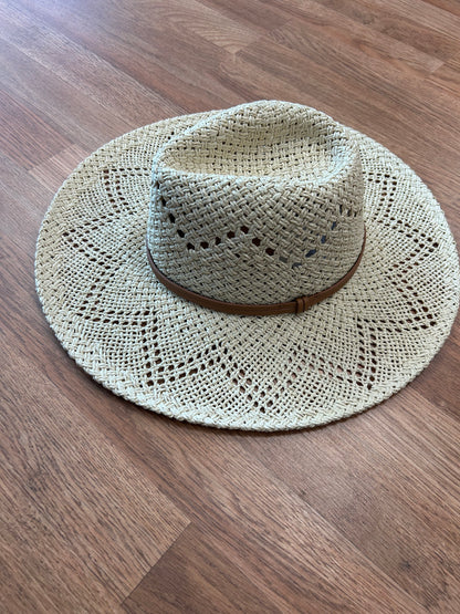 Wide Brim Eyelet Panama Hat