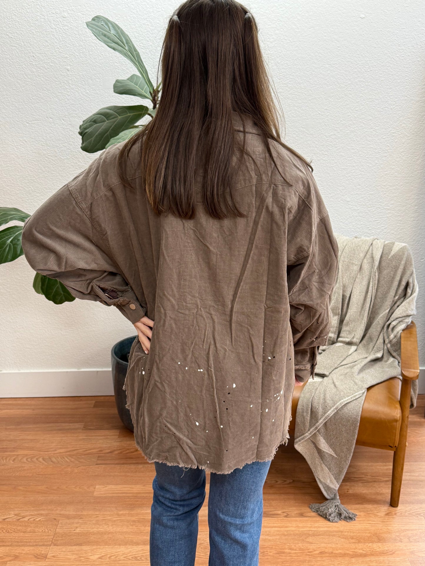 Mocha Splatter Corduroy Top