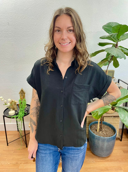 Black Short Sleeve Blouse