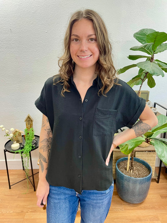 Black Short Sleeve Blouse