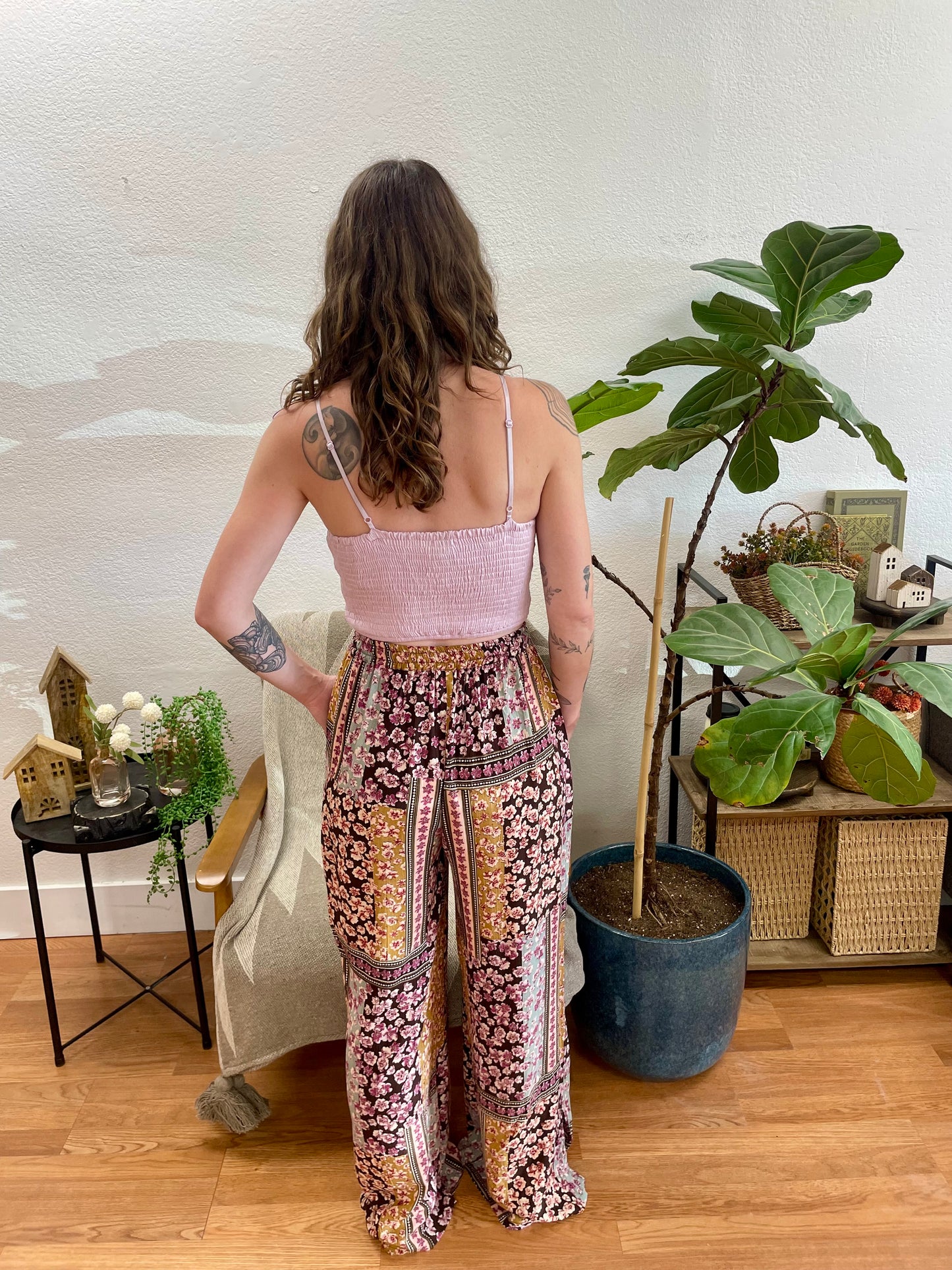 Espresso Flowy Printed Pants