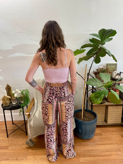 Espresso Flowy Printed Pants