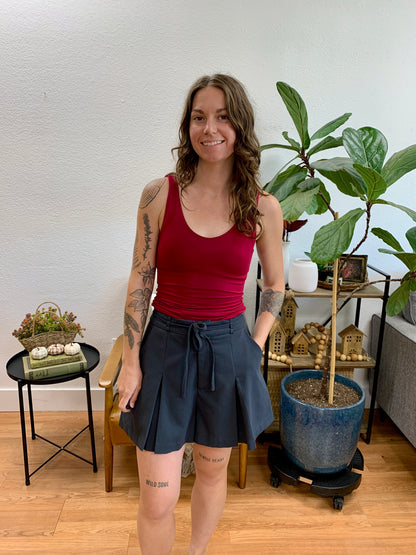 Graphite Pleated Shorts