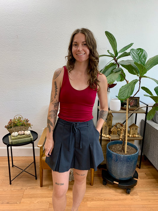 Graphite Pleated Shorts