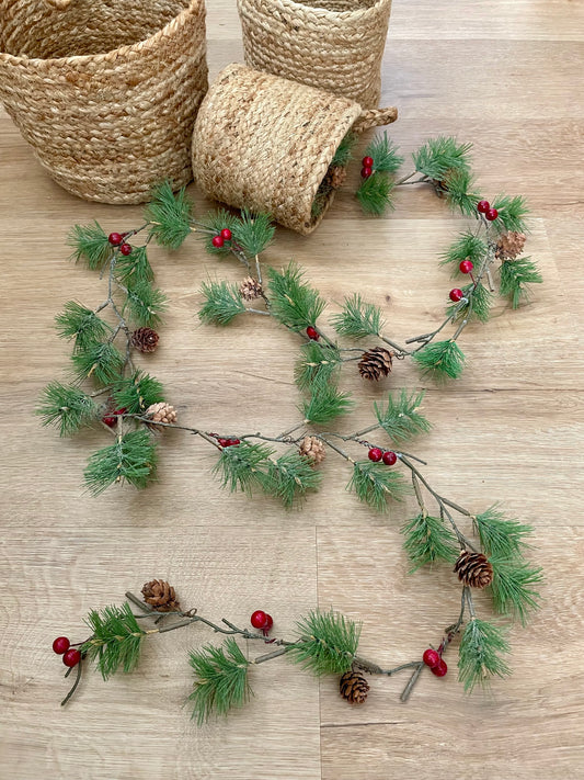 Faux Pine Needle & Pinecone Garland