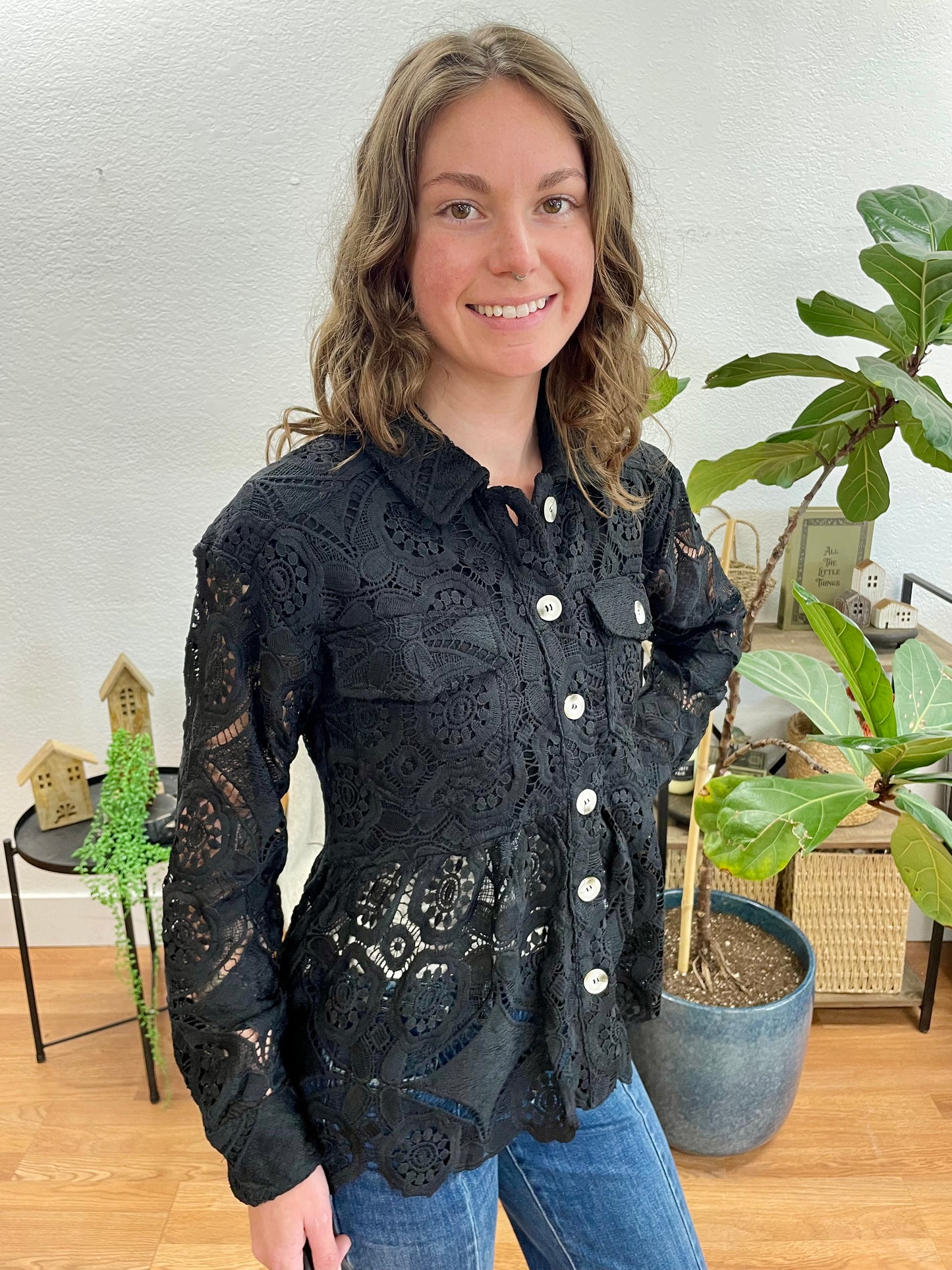 Black Lace Peplum Jacket