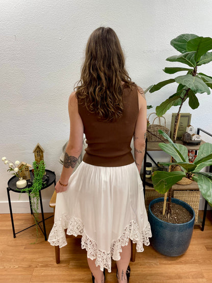 White Lace Hem Skirt