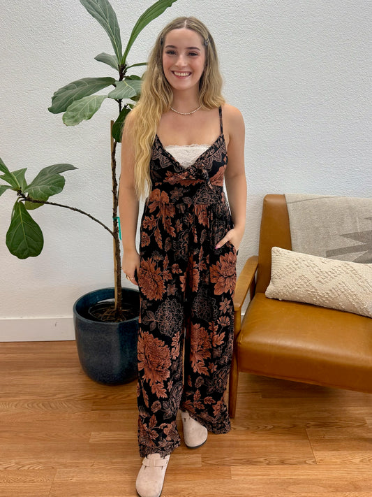 Black Tie Wide Leg Jumpsuit