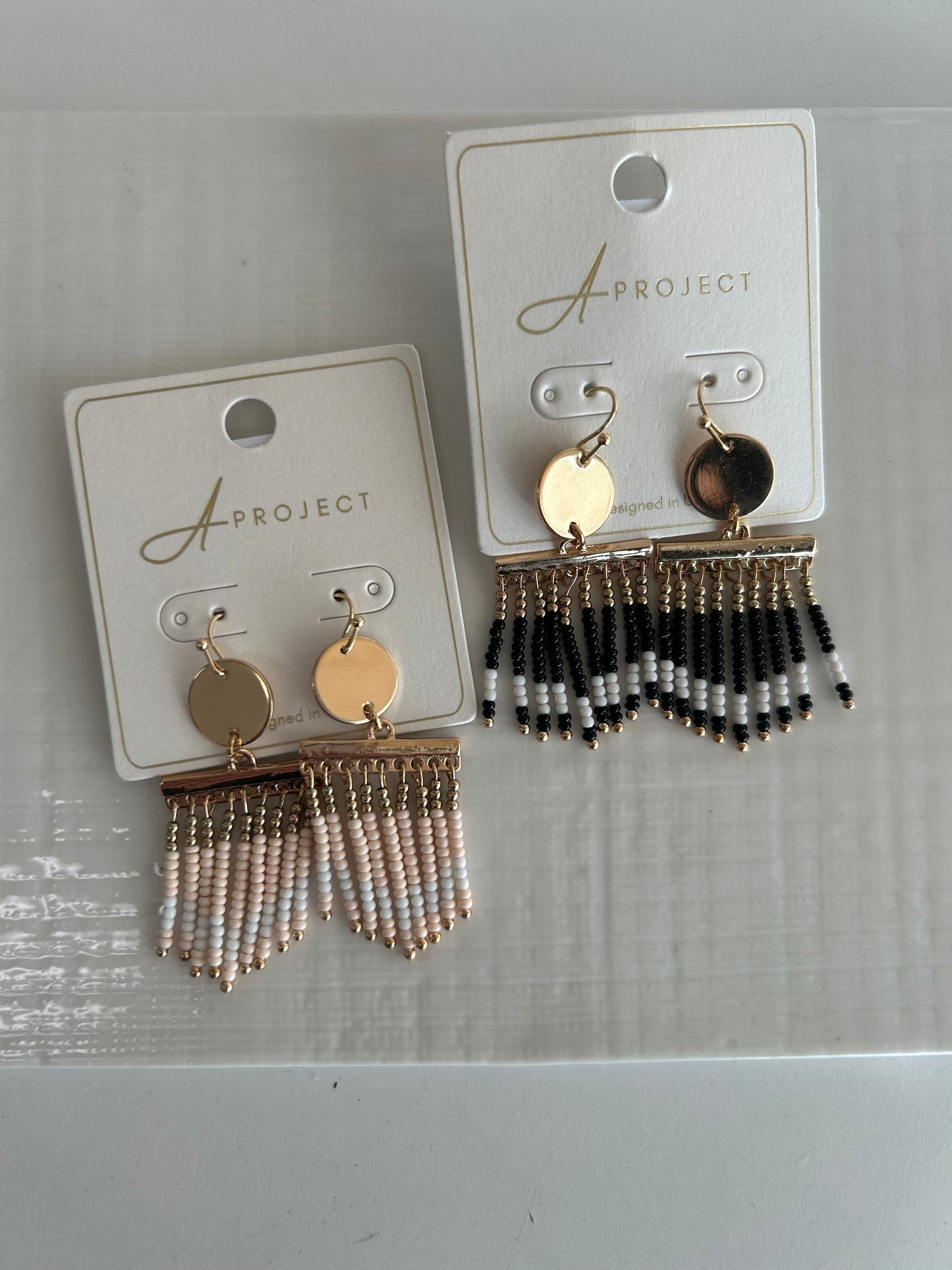 Seed Beaded Fringe Drop Earrings