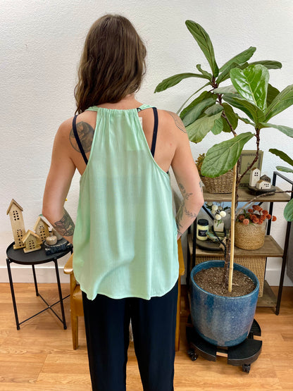Sage Lace Trim Tank