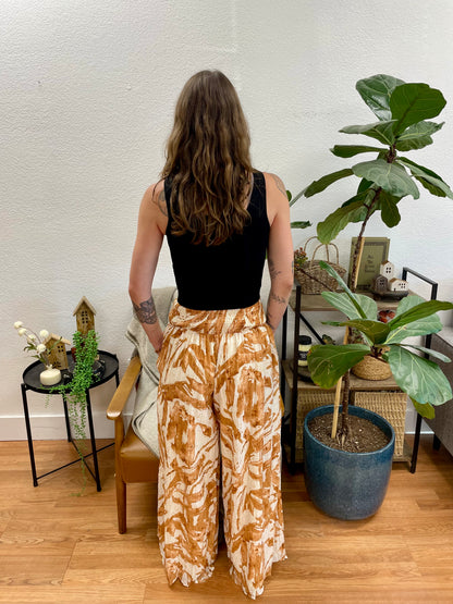 Coffee Botanical Flowy Pants - Terra Cottage