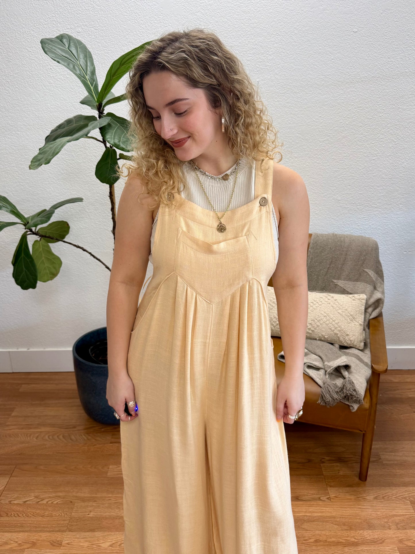 Oatmeal Pocket Slub Jumpsuit