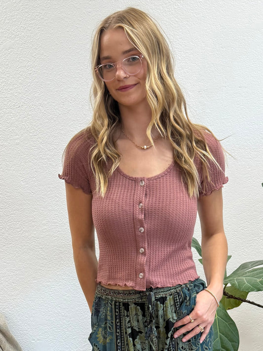 Berry Brushed Waffle Top